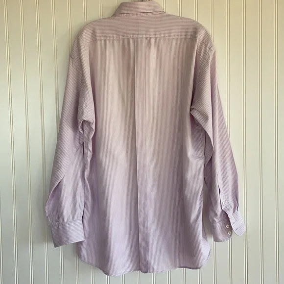 Burberry men’s long sleeve shirt SIZE 16-1/2 R light pink small stripe - Picture 10 of 10